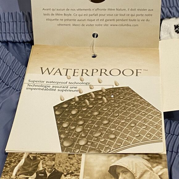Vtg Columbia Waterproof Rain Pants Shell PVC Nylon Blue Sealed Seam Womens XL - Picture 12 of 12